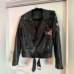 Black studded faux leather jacket